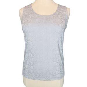 SALE Chicos Silver Metallic Floral Shell Tank Top Sleeveless Glam Chicos Size 2